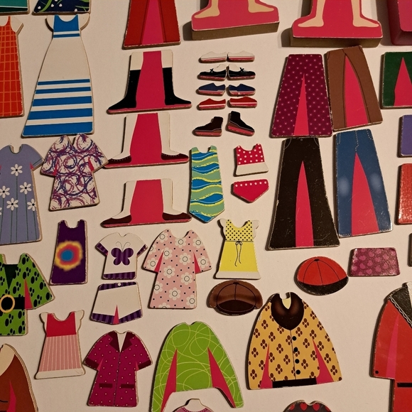 Melissa & Doug magnetic wooden dress up dolls with stands Preowned NO BOX SET #2 - Picture 3 of 9